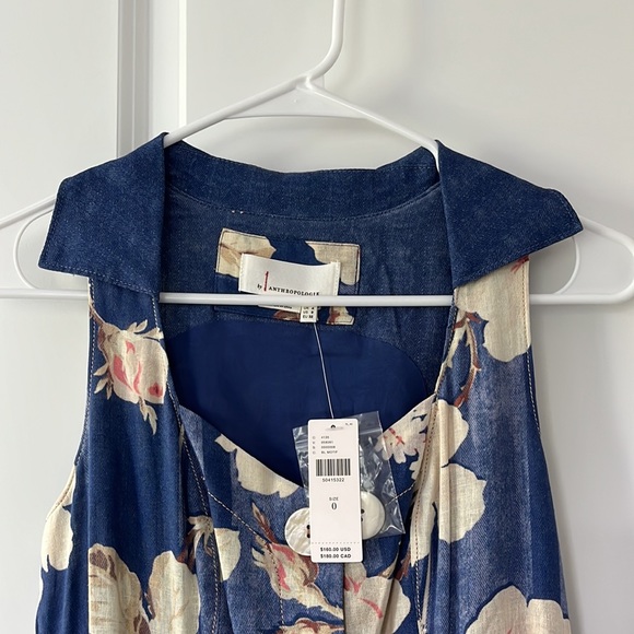 Anthropologie CAMELLIA COLLARED DRESS size 0 - Picture 6 of 10